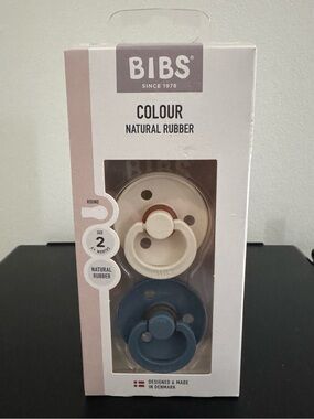 NEW Bibs Pacifiers Pack of Two Round Natural Rubber Size 2 for 6 Months & Up